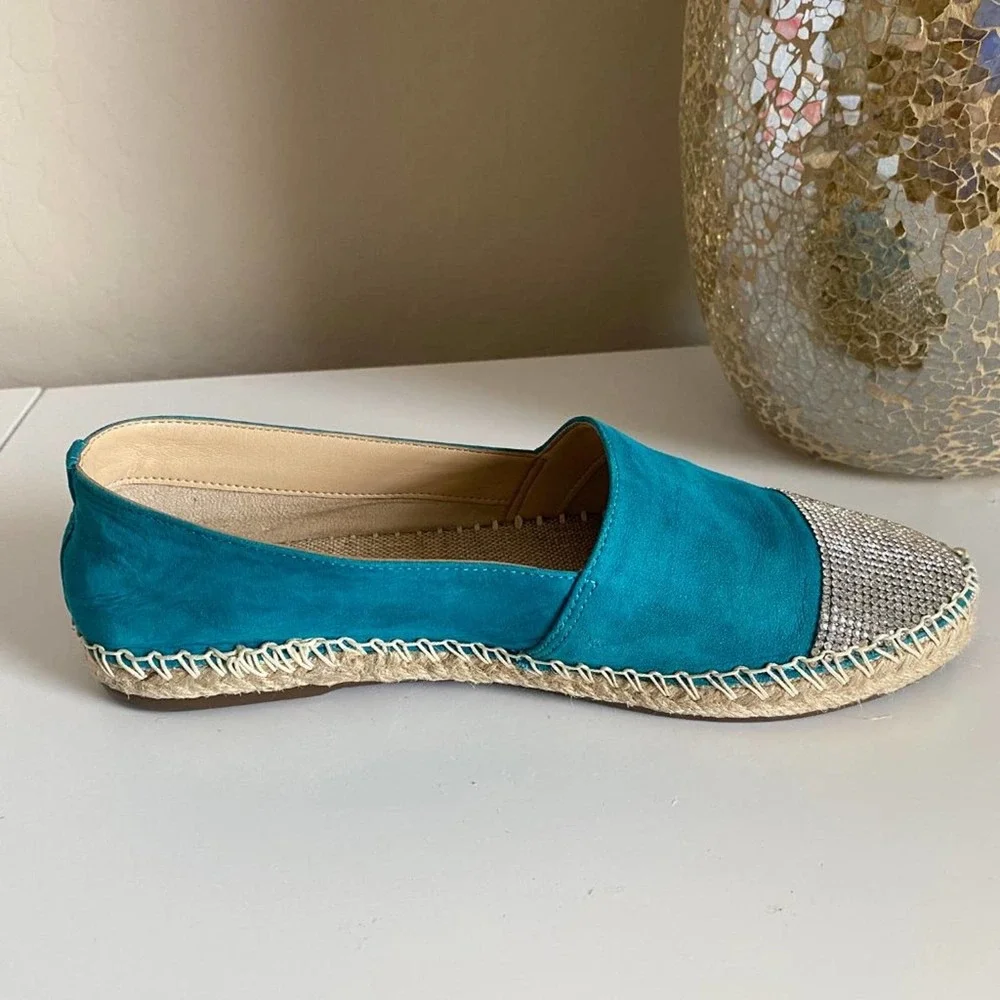 Schutz‎ Cherie Embellished Cap Toe Espadrille Flats